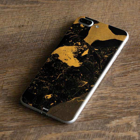 Black and Gold Scattered Marble iPhone 8 Plus Skin
